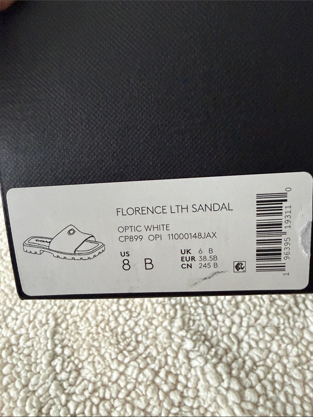 Coach Florence Leather Sandal Size 8 White BNIB - Picture 4 of 4